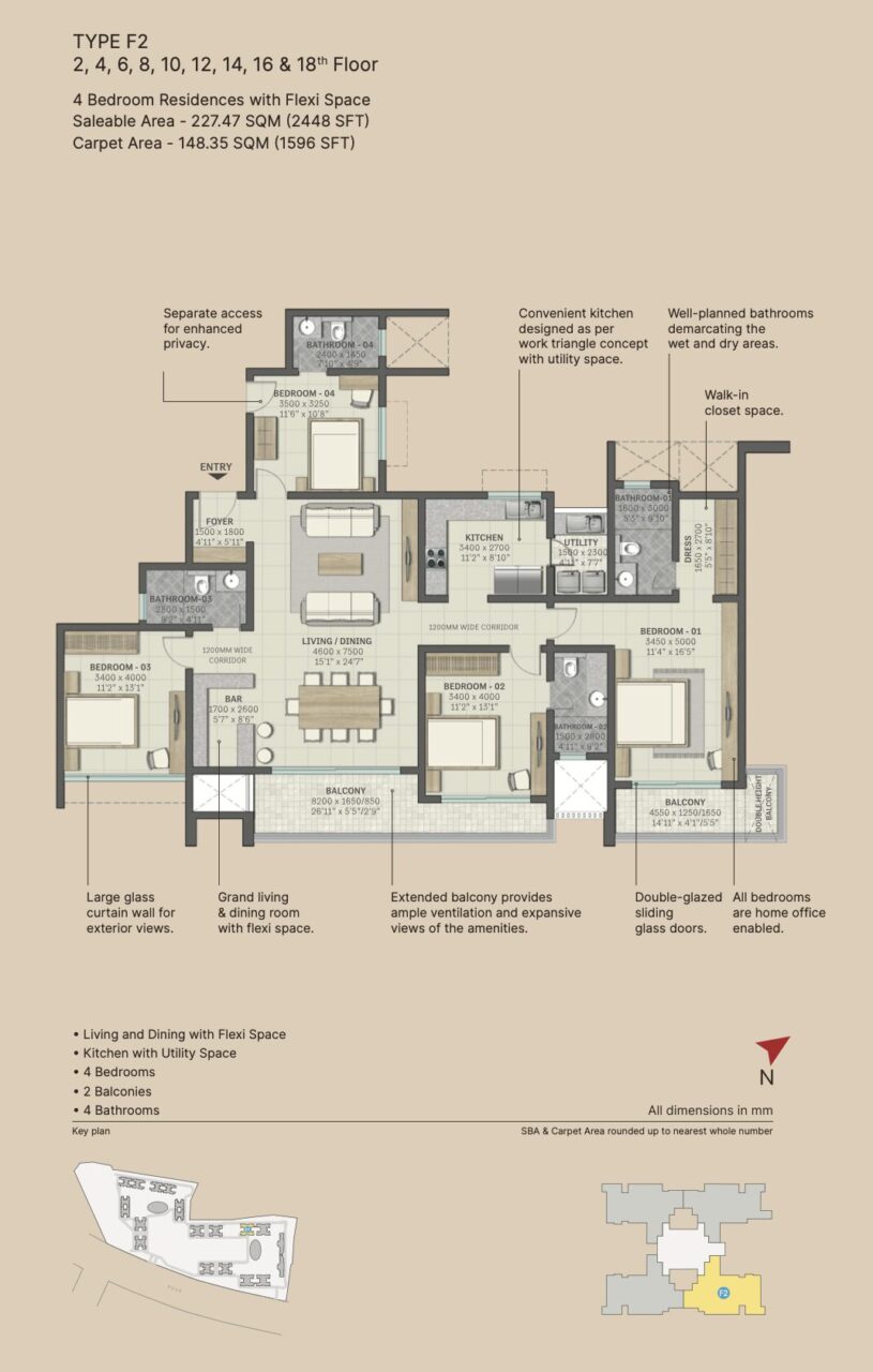 Sobha City 4BHK Floor Plan